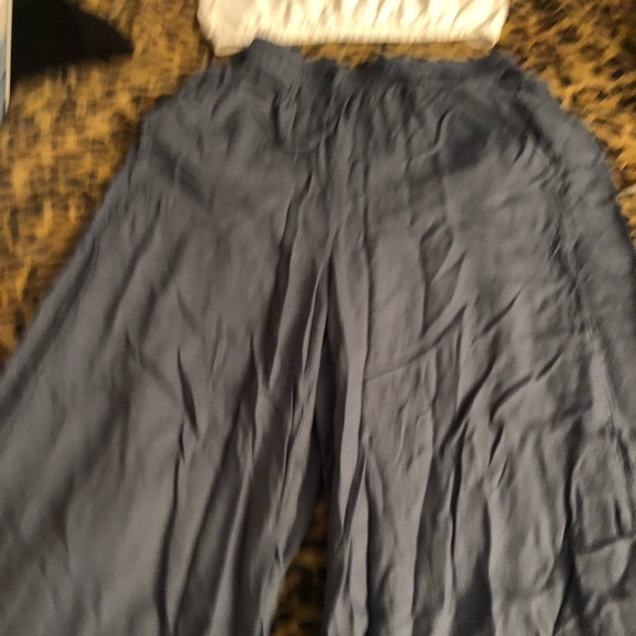 Onia size XS slate blue CHLOE high slit wide leg pant elastic waist pockets - Picture 8 of 16